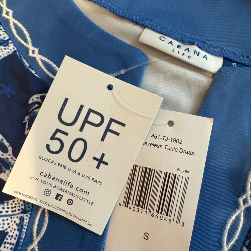 CABANA LIFE Blue Dress Coastal Seastar Starfish UPF 50 Swim Cover Up Tunic NWT - Picture 7 of 9